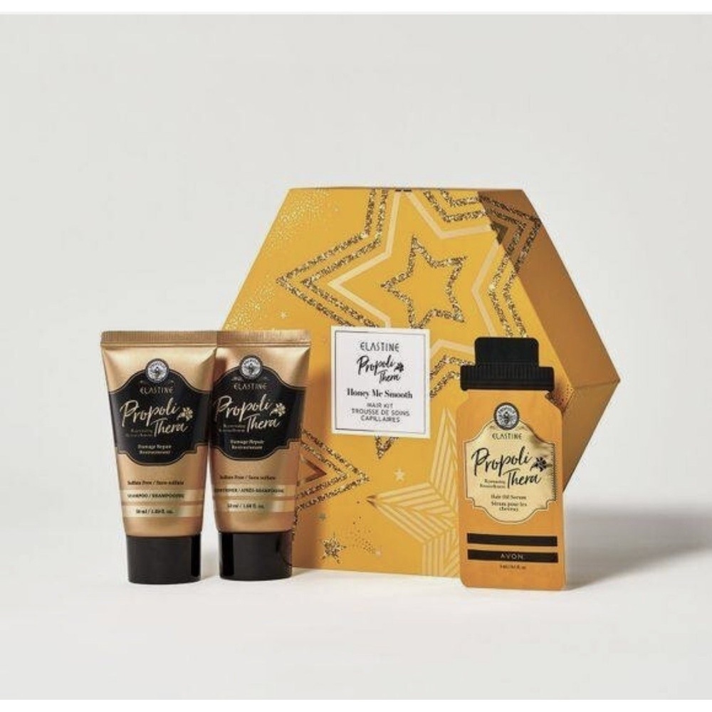 Avon Elastine Propoli Thera Honey Me Smooth Hair Kit New In Box